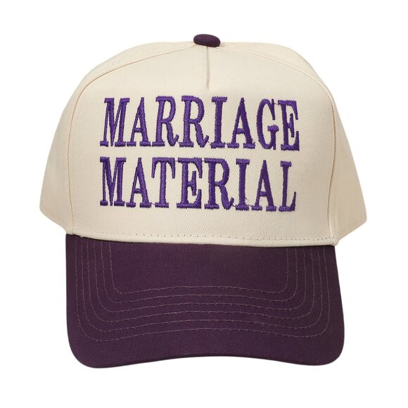 MARRIAGE MATERIAL Message Premium Embroidered Baseball Caps - Picture 6 of 7